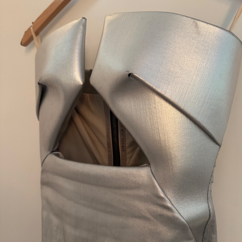 RICK OWENS METALLIC SILVER PRONG DRESS - Picture 4 of 7